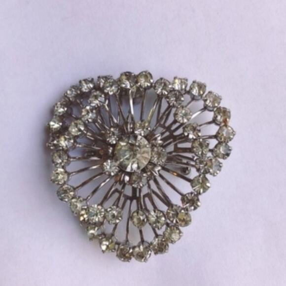 Vintage Circular Rhinestone Shiny Brooch Pin - Picture 2 of 4